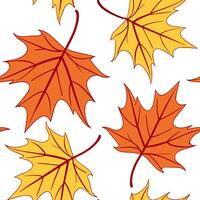 Bright autumn leaves seamless pattern with vivid orange red and yellow leaves for a bold autumn atmosphere concept as Bold autumn leaves pattern with vivid orange red and yellow to Dynamics vector