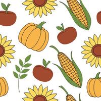 Bright autumn harvest seamless pattern with colorful pumpkins squashes and gourds for a festive fall look concept as Festive autumn harvest pattern with colorful pumpkins squashes Dynamics Set 2 vector