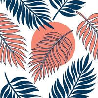 Bright summer seamless pattern with tropical palm leaves and vibrant sunset hues for an island inspired look concept as Tropical summer pattern with palm leaves and sunset hues per Dynamics vector