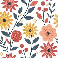 Bright summer flowers seamless pattern with large bold petals and vibrant colors for lively garden themes concept as Bright and bold summer flowers pattern with large petals and vi Dynamics Set 2 vector