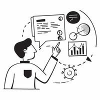 Business analyst with AI data analysis concept as A business analysts profile blended with AI data analysis representing AIs role in business intelligence and data driven decisions Dynamics vector
