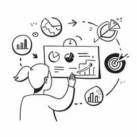 Business analyst with sustainability metrics concept as A business analysts profile blended with sustainability metrics representing data driven environmental practices Ideal for Dynamics vector