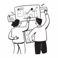 Business leaders collaborating on strategy development concept as A icon illustration of business leaders collaborating on strategy development using digital whiteboards and char Dynamics vector