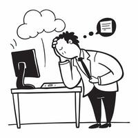 Businessman looking at a failed cloud migration appearing dejected concept as A businessman in a suit looking at a failed cloud migration report on his desk appearing dejected and Dynamics vector