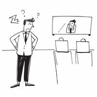 Businessman standing in front of an empty conference room appearing contemplative concept as A businessman in a suit standing in front of an empty conference room looking contempla Dynamics vector