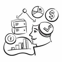 Business mentor with financial charts concept as A business mentors profile blended with financial charts representing management coaching and financial planning Ideal for financi Dynamics vector