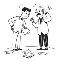 Business partners arguing in an office looking frustrated and angry concept as Two business partners standing in an office arguing intensely with frustrated and angry expressions p Dynamics vector