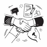 Business partners shaking hands after a successful meeting concept as A icon illustration of business partners shaking hands after a successful meeting utilizing a 3 color palett Dynamics vector
