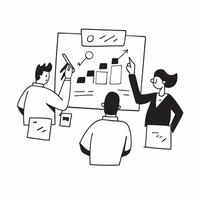 Business team analyzing data in a meeting room concept as A icon illustration of a business team analyzing data in a meeting room using a 3 color scheme to highlight analytical t Dynamics vector