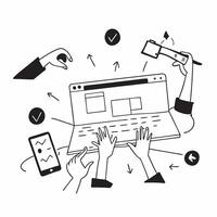 Business team collaborating on an e commerce strategy concept as A icon illustration of a business team collaborating on an e commerce strategy using laptops and digital tools wi Dynamics vector
