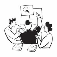 Business team having a meeting in a modern office concept as A icon illustration of a business team having a meeting in a modern office using a 3 color tone to highlight professi Dynamics vector