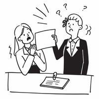 Businesswoman looking at a failed contract negotiation appearing disappointed concept as A businesswoman in a formal suit looking at a failed contract negotiation document on her d Dynamics vector