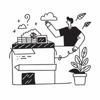 Cafe owner with rooftop garden concept as A cafe owners profile blended with a rooftop garden symbolizing the integration of green spaces in urban cafe settings Perfect for urban Dynamics vector