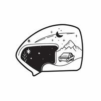 Camper with starry night sky concept as A campers profile blended with a starry night sky symbolizing the wonder and vastness of the natural world Ideal for outdoor and adventure Dynamics vector