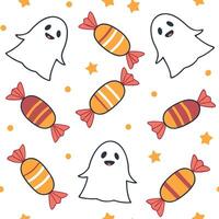 Candy and ghosts seamless tile pattern with colorful candies and playful ghosts for sweet Halloween decor concept as Colorful candies and playful ghosts arranged seamlessly for swe Dynamics vector