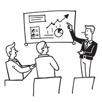 CEO discussing stock valuation strategies with executives concept as A CEO in a boardroom discussing stock valuation strategies with executives using a projector and charts highlig Dynamics vector