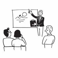 CEO leading a hybrid leadership development session concept as A CEO leading a hybrid leadership development session with executives onsite and remote emphasizing leadership skills Dynamics vector