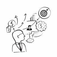 CEO with company goals concept as A CEOs profile blended with company goals representing strategic planning and company performance Ideal for corporate and business ads in Photo Dynamics vector