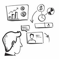 CEO with company financials concept as A CEOs profile blended with company financial data representing transparency and accountability during a townhall Perfect for corporate and Dynamics vector