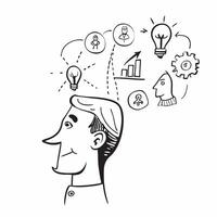 CEO with company vision statement concept as A CEOs profile combined with a company vision statement representing leadership and future goals during a company open house Ideal for Dynamics vector