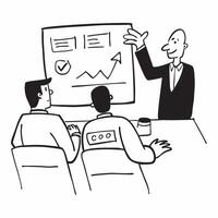 CFO leading a discussion on stock valuation methods concept as A CFO in a conference room leading a discussion on stock valuation methods using a whiteboard and markers showcasing Dynamics vector