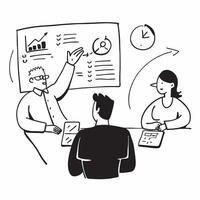 CFO leading a hybrid financial review meeting concept as A CFO leading a hybrid financial review meeting with financial reports displayed in the office and shared online highlighti Dynamics vector
