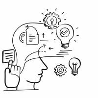 CEO with innovation and technology concept as A CEOs profile blended with innovation and technology symbols representing forward thinking and progress during a townhall Perfect fo Dynamics vector