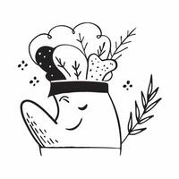 Chef with herb garden concept as A chefs profile blended with an herb garden symbolizing the use of fresh and natural ingredients in cafe cuisine Ideal for culinary and cafe ads Dynamics vector