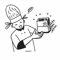 Chef showcasing a mockup plant based food box concept as A chef showcases a mockup plant based food box emphasizing gourmet and healthy meal options Perfect for food and culinary Dynamics vector