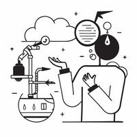 Chemical engineer with refinery background concept as A chemical engineers profile blended with a refinery symbolizing expertise in petrochemical processes and innovation in the in Dynamics vector
