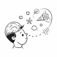 Childs profile with a kite concept as A childs profile blended with a kite symbolizing hope and the boundless possibilities of youth Perfect for childrens and inspirational ads i Dynamics vector