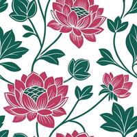 Chinese Peony and Lotus seamless tile pattern with rich pinks and greens for traditional home decor concept as Rich pink peonies and green lotuses arranged seamlessly for tradition Dynamics vector