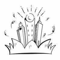 City skyline with fireworks display concept as A dynamic city skyline with a vibrant fireworks display symbolizing celebration and success ideal for business presentations needing Dynamics vector