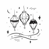 Clear night sky with colorful lanterns concept as A serene night sky illuminated with colorful lanterns symbolizing joy and celebration ideal for business presentations needing a c Dynamics vector