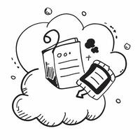Cloud and Book with Documentation Wording concept as A detailed illustration of a cloud and a book symbolizing documentation and cloud computing The word Documentation is prominen Dynamics vector