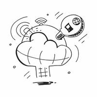 Cloud and Satellite with Global Connectivity Wording concept as A vibrant illustration of a cloud and a satellite symbolizing global connectivity and cloud networking The word Glo Dynamics vector