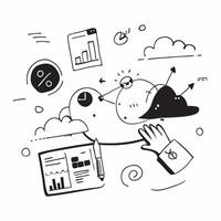 Cloud based analytics and big data with data visualization symbols concept as icon illustration of cloud based analytics and big data with various data visualization symbols such Dynamics vector
