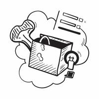 Cloud and Toolbox with Support Wording concept as A detailed illustration of a cloud and a toolbox symbolizing support and cloud services The word Support is prominently displayed Dynamics vector