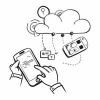 Cloud computing and mobile technology with smartphone and cloud icons concept as icon illustration of cloud computing integrated with mobile technology featuring smartphone and c Dynamics vector