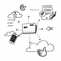 Cloud computing and edge computing integration with network and device icons concept as icon illustration showing integration between cloud computing and edge computing with netw Dynamics vector