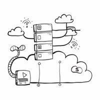 Cloud computing infrastructure with data centers and servers concept as icon illustration of cloud computing infrastructure showing data centers and servers interconnected in a n Dynamics vector