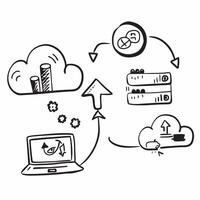 Cloud computing disaster recovery with recovery icons and data symbols concept as icon illustration of cloud computing disaster recovery featuring recovery icons and data symbols Dynamics vector