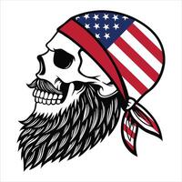 Artistic American Flag Inspired Beard and Mustache Illustration vector
