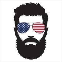 Creative American Flag Mustache with Beard Artwork vector