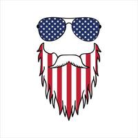 Bold American Flag Themed Beard and Mustache Design vector