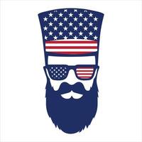 American Flag Mustache with Beard Art Illustration vector