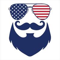 Artistic Beard and Mustache with American Flag Design vector
