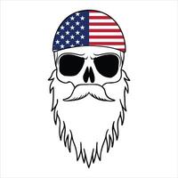 Artistic Beard and Mustache Featuring American Flag Design vector