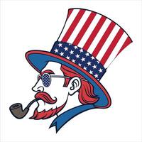 Red White and Blue Beard and Mustache American Flag Design vector