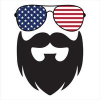 Bold American Flag Mustache with Beard Design vector